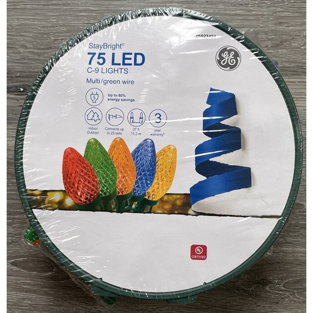 GE 75-count 37-ft StayBright Multicolor LED String Christmas Lights- New